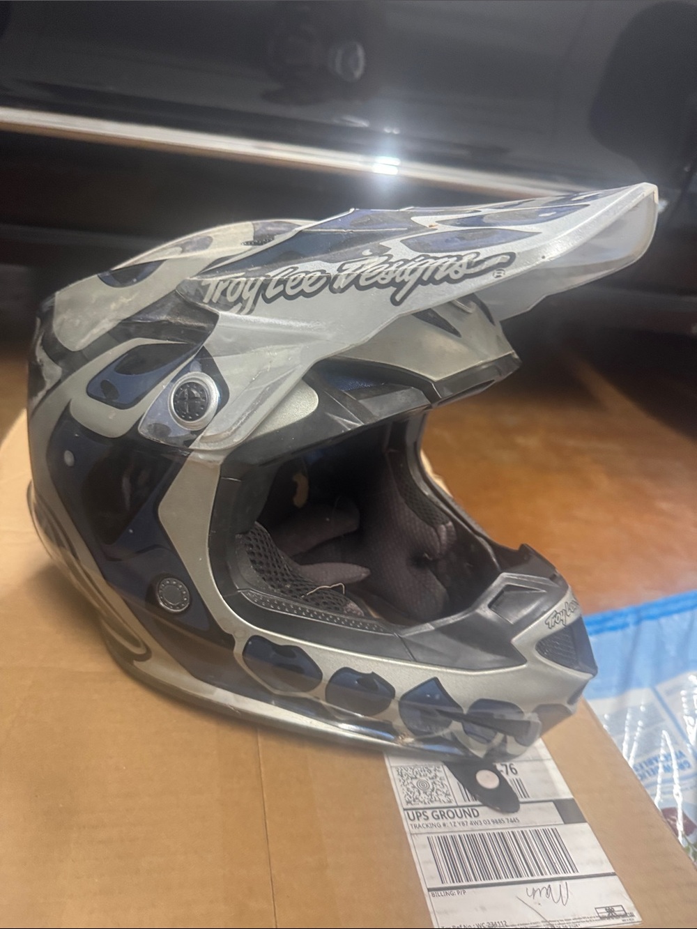 Troy Lee Designs Kids Full-Face Helmet in Blue and Silver